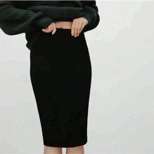 Aritzia Wilfred Sculpt Black Ponte Tube Bodycon Skirt M